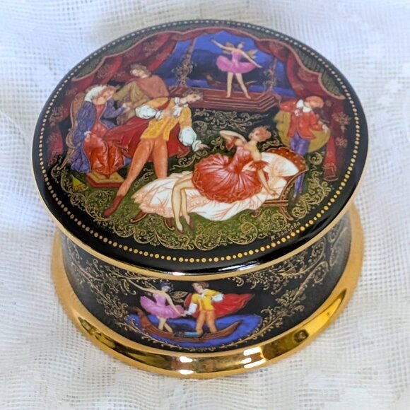 1992 Ardleigh Elliot & Sons Russian Ballet Porcelain Trinket Jewelry Vanity Box - Picture 3 of 10